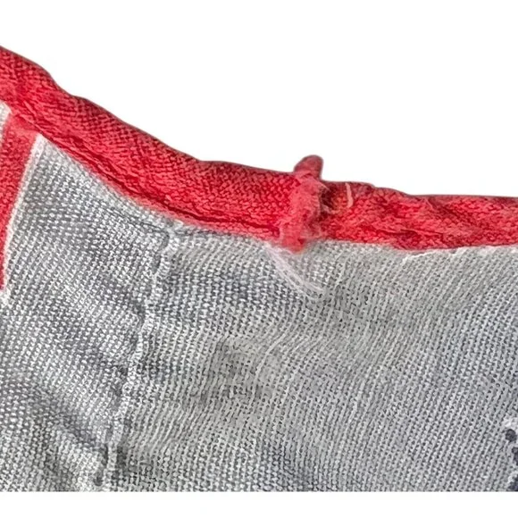 950s Cotton Apron With Folk Art Italian Style Dance Music Print  Red Trim VTG - Picture 8 of 16